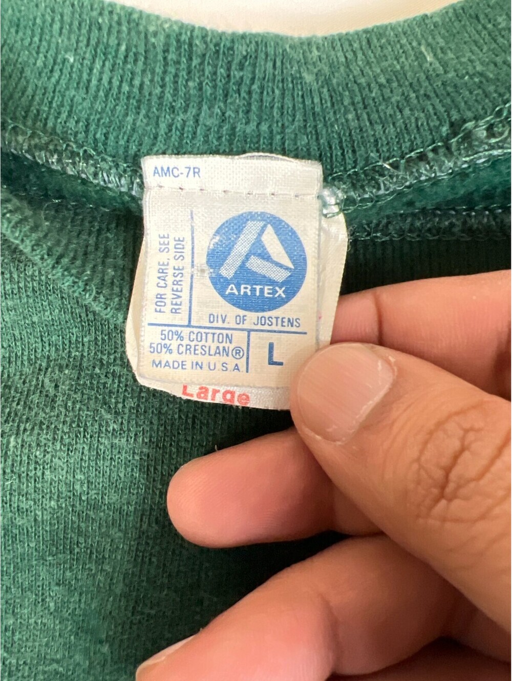 Vintage 80s Morrisville College Green Crewneck Sweatshirt Large USA Artex EUC - Picture 3 of 10